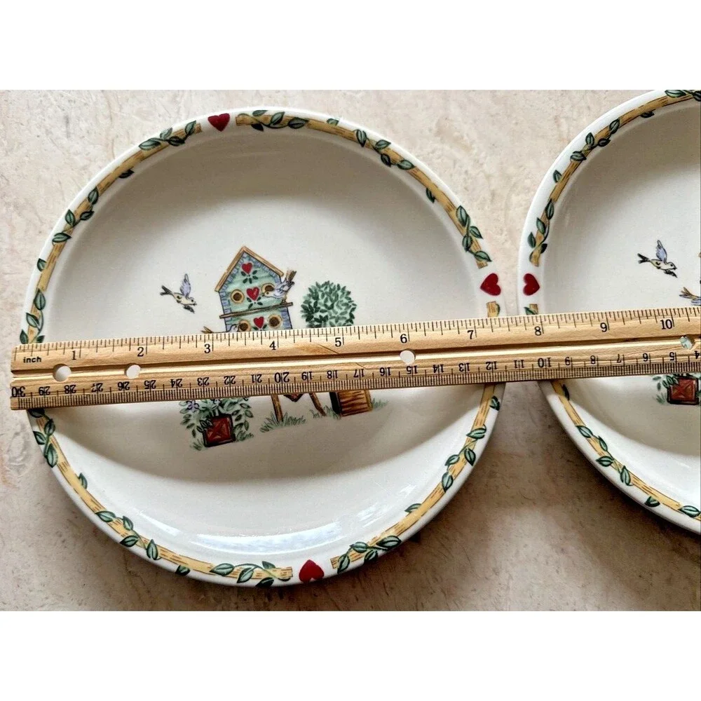 Thomson Pottery Birdhouse Salad Plates Birdhouse Hearts Vine 7 3/4